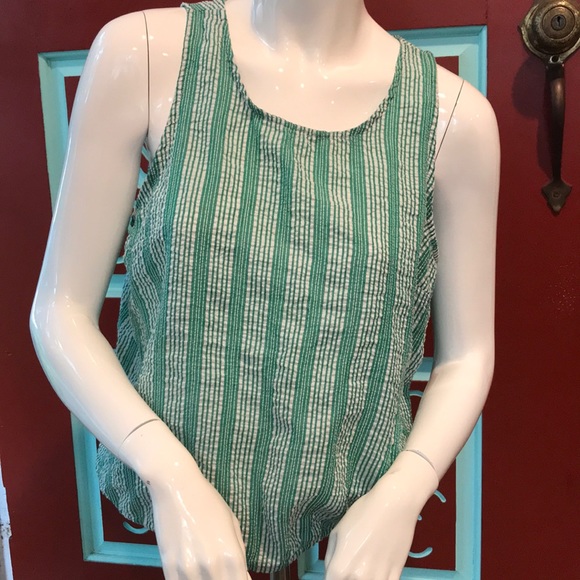 Universal Thread Seersucker Tank Top Green/White - Picture 1 of 8